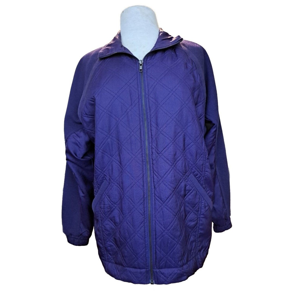 Vintage 80s 90’s LAVON Womens S Purple 100% Silk Bomber Windbreaker Zip Jacket